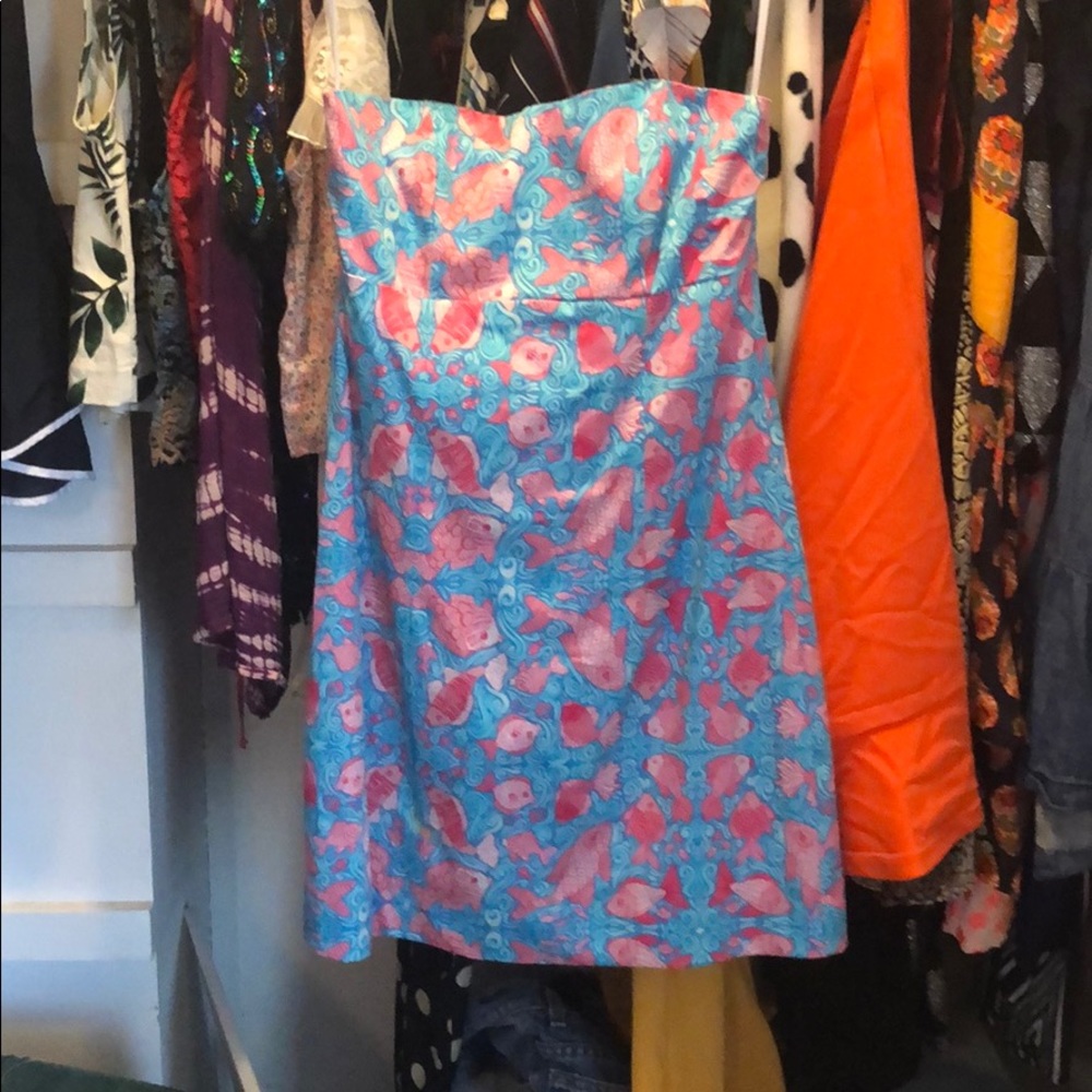 Kaeli Smith Fish Print Strapless Dress 6